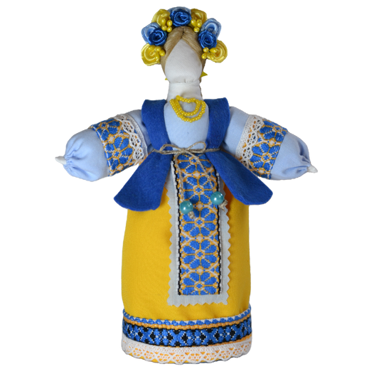 7.5" Exclusive Collectible Ukraine Motanka Doll Slavic Design Yellow-Blue Handmade Made in Ukraine