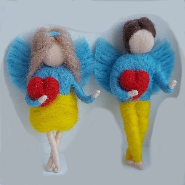 Ukrainian Angel with Heart Hanging Decoration Christmas Tree Decorations Craft Handmade in Ukraine