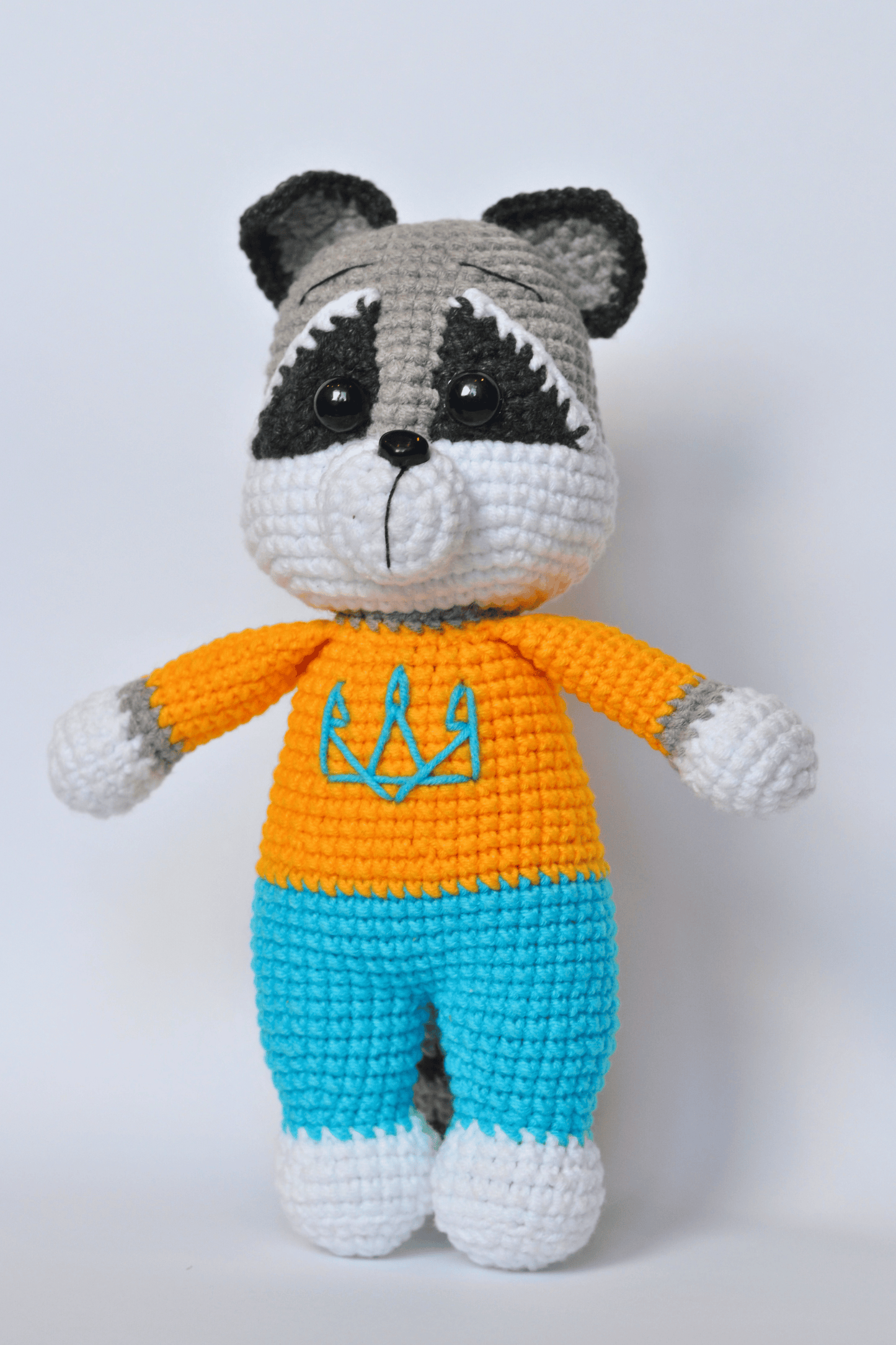 Raccoon Plush Stuffed Animals, Handmade Crocheted Animal Raccoon Crochet Kit, Ukrainian Soldier Knitted Raccoon, Craft Plush Soft Decoration, Figurine Home Decor, Made in Ukraine
