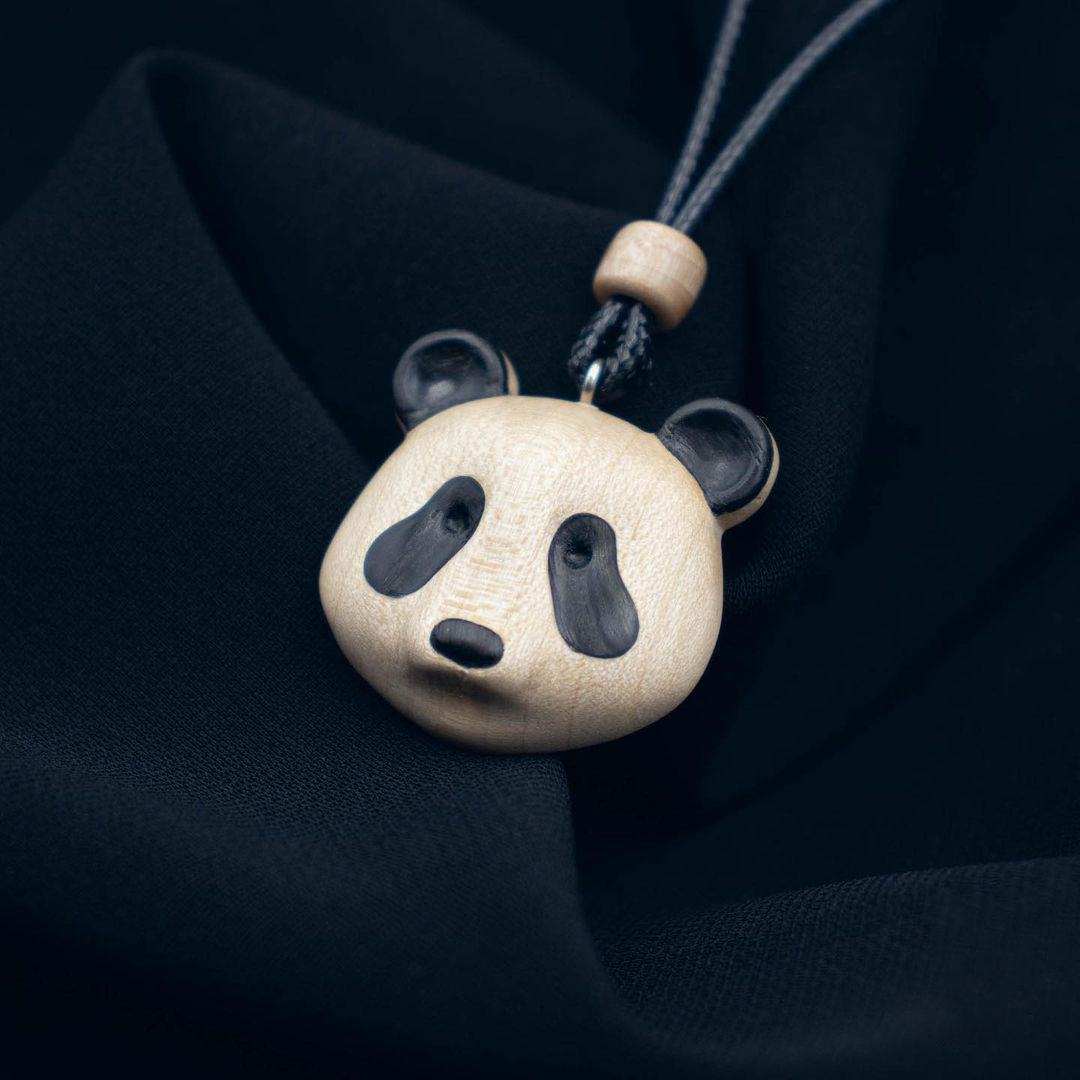 Wood Panda Necklace Lovely Panda Pendant Zoo Collection Wooden