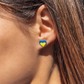 Ukraine Flag Earrings Blue Yellow Ukrainian Heart Ukrainian Stud Earrings | 925 Sterling Silver | Silver Earrings for Women | Made in Ukraine