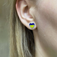 Ukraine Flag Earrings Blue Yellow Ukrainian Heart Ukrainian Stud Earrings | 925 Sterling Silver | Silver Earrings for Women | Made in Ukraine