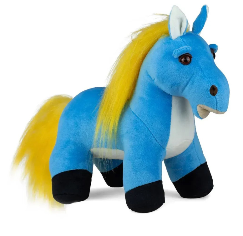12'' Ukrainian Handmade Soft Horse Toy 30cm – Year of The Horse 2026 Plush Symbol in Blue & Yellow – Stuffed Animal Gift & Home Deco from Ukraine