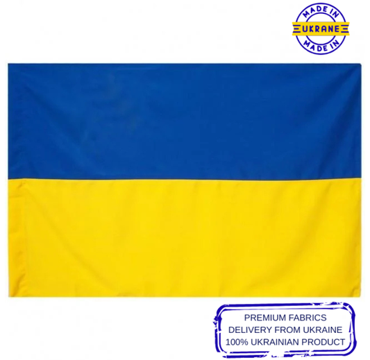 Ukrainian Flag 3x5 ft – Nylon or Premium Gabardine – Made in Ukraine – Wall-Mounted or Hand-Held – Indoor & Outdoor Use