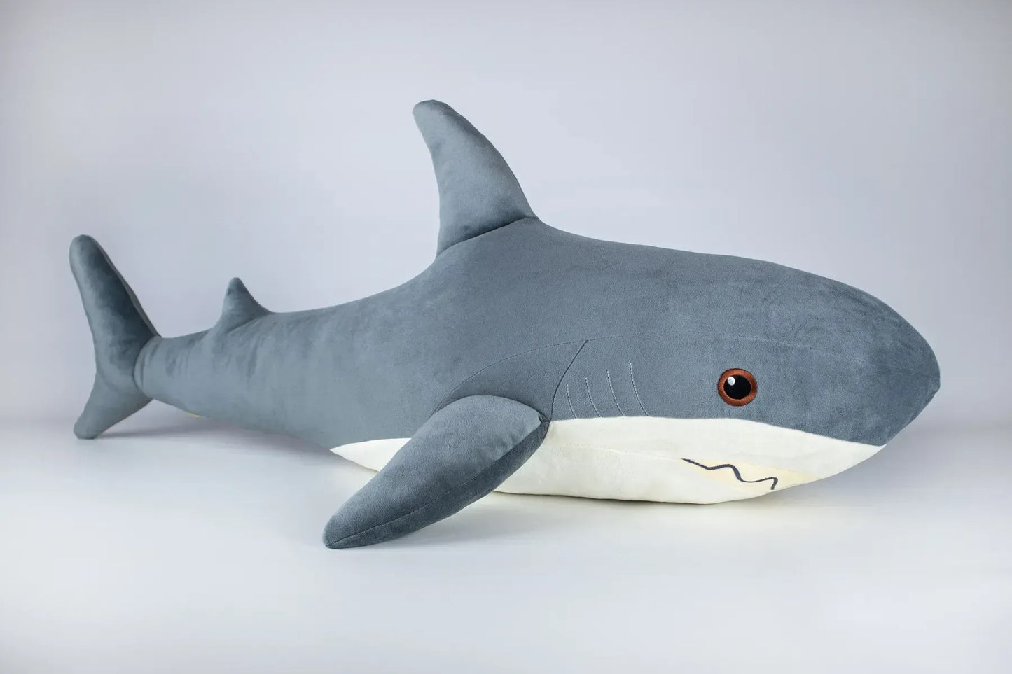 Premium Giant Shark Plush Toy & Decor & Pillow in One – Handmade in Ukraine – Luxury Soft Stuffed Animal in L & XXL – Grey, Pink & Tiger Shark