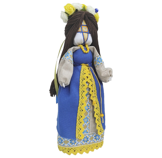 BraveUA 12'' Exclusive Collectible Ukrainian Motanka Doll on Wooden Base Slavic Design Handmade Made in Ukraine