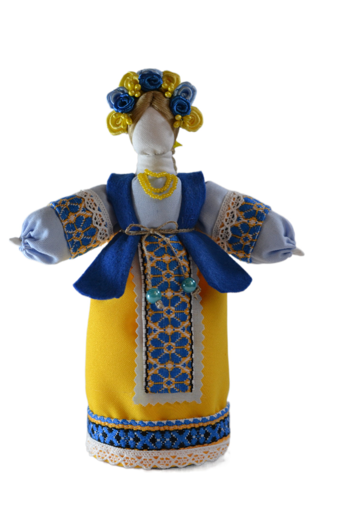 7.5" Exclusive Collectible Ukraine Motanka Doll Slavic Design Yellow-Blue Handmade Made in Ukraine